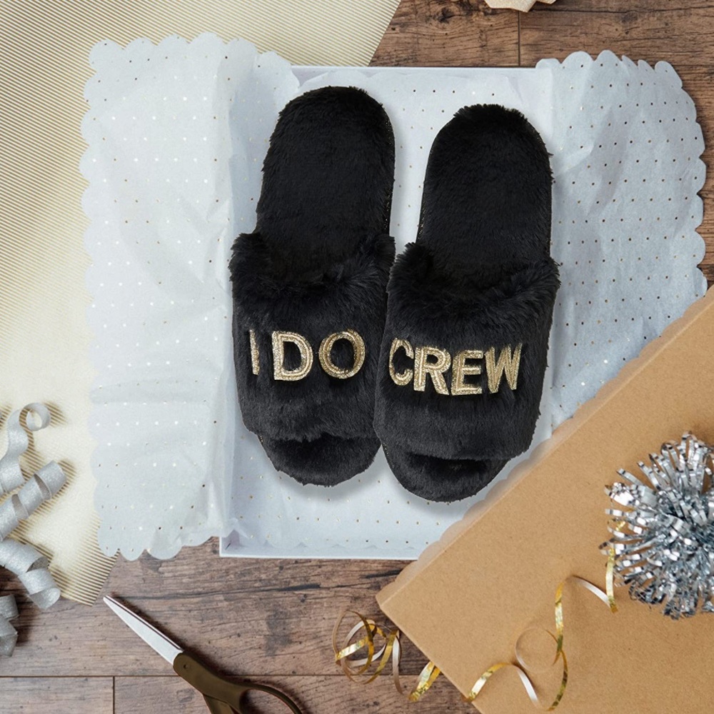 Dearfoams “I do crew” Black Slippers